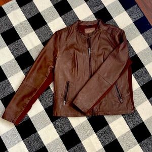 Womens Faux Leather Brown Jacket XL